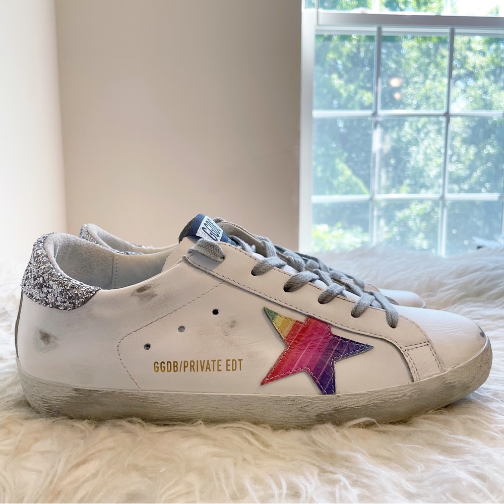 Golden Goose Superstar Rainbow Lace Up Sneaker size 40 NEW - Picture 4 of 14